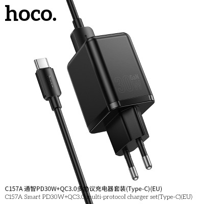 Hoco. C157A Cargador PD30W+QC3.0 (USB-C)